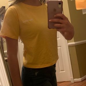 yellow new york cropped tee